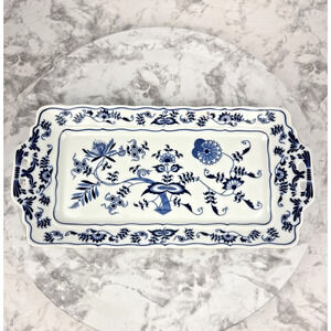 Blue Danube Vintage Large 14" Sandwich Platter Serving Tray Blue Onion Pattern